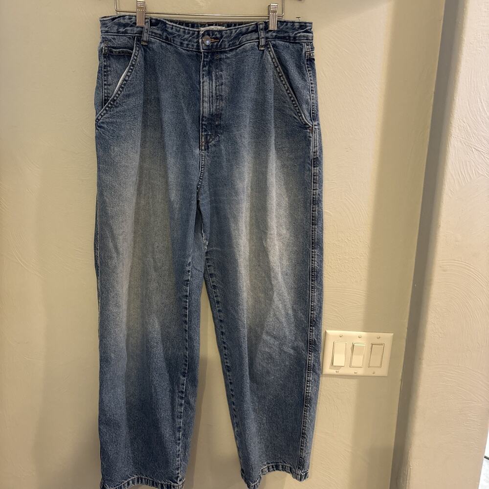 Pull&Bear Wide Leg High Rise Jeans Size 10 Boho Lived in Baggy 36x30 Streetwear